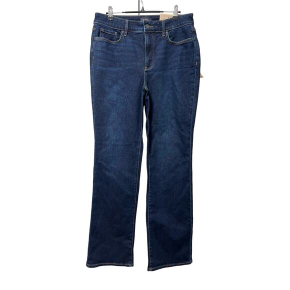 NYDJ Womens Marilyn Straight Jeans Size 8 Dark Wash Stretch Lift/Tuck Technology - Picture 1 of 9